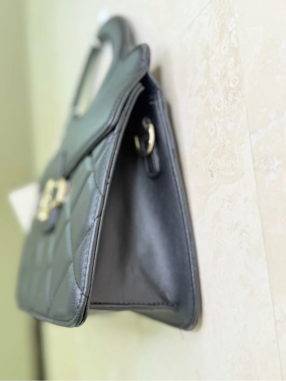 Valentino Orlandi Quilted Black Top-Handle Crossbody NWT